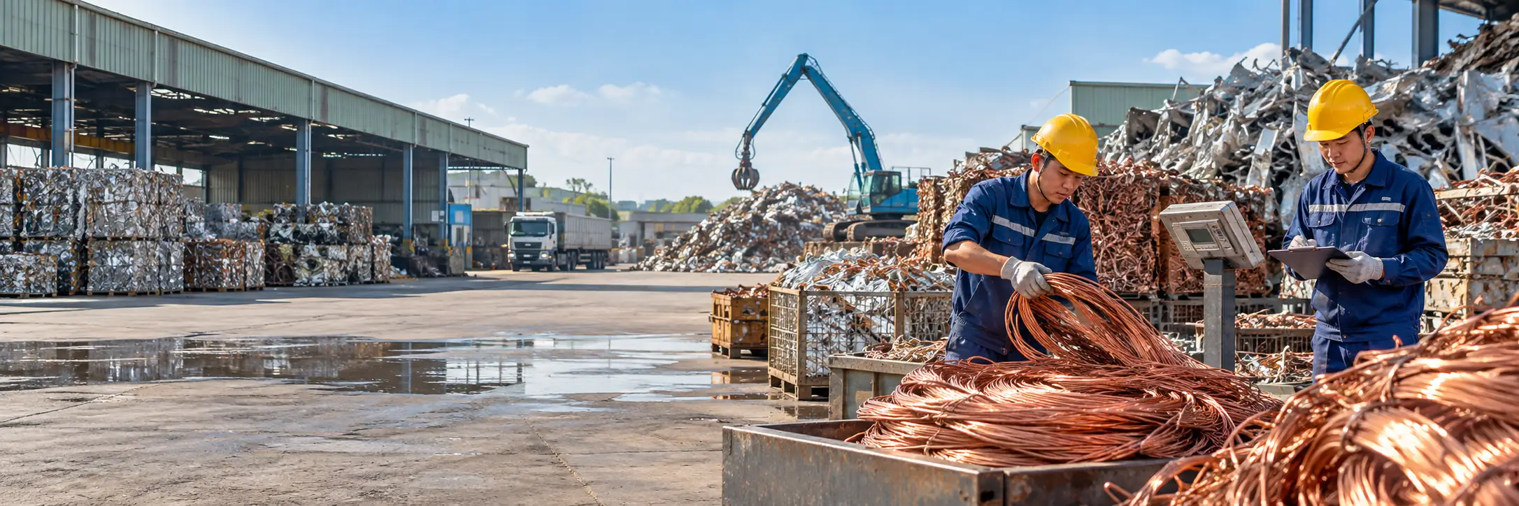 Minh họa cân đo và thu mua phế liệu đồng