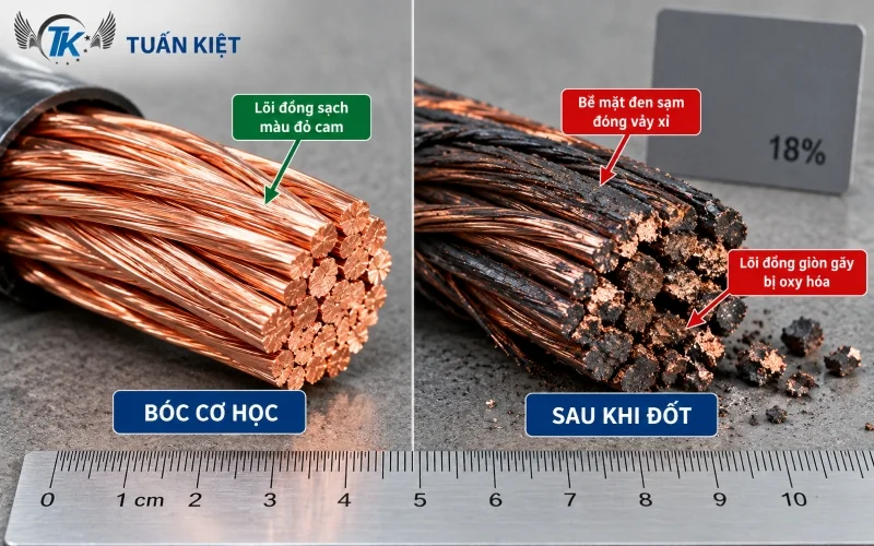 SAI LẦM ĐỐT VỎ DÂY ĐỒNG PHẾ LIỆU
